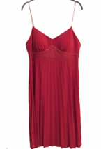 Jessica Howard Womens 14 Red Pleated Beaded Shift Dress Built in Bra Cups New - £28.31 GBP