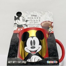 Disney Mickey Mouse Jumbo Porcelain Jumbo Mug w/ Hot Chocolate Red &amp; Gold 22 oz - £13.44 GBP