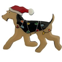 x2 Vintage Airedale Terrier Pins Pinbacks Christmas Hat Best Friend - £19.77 GBP