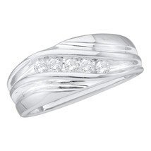 10k White Gold Mens Round Diamond Wedding Anniversary Band Ring 1/4 Ctw - £320.51 GBP