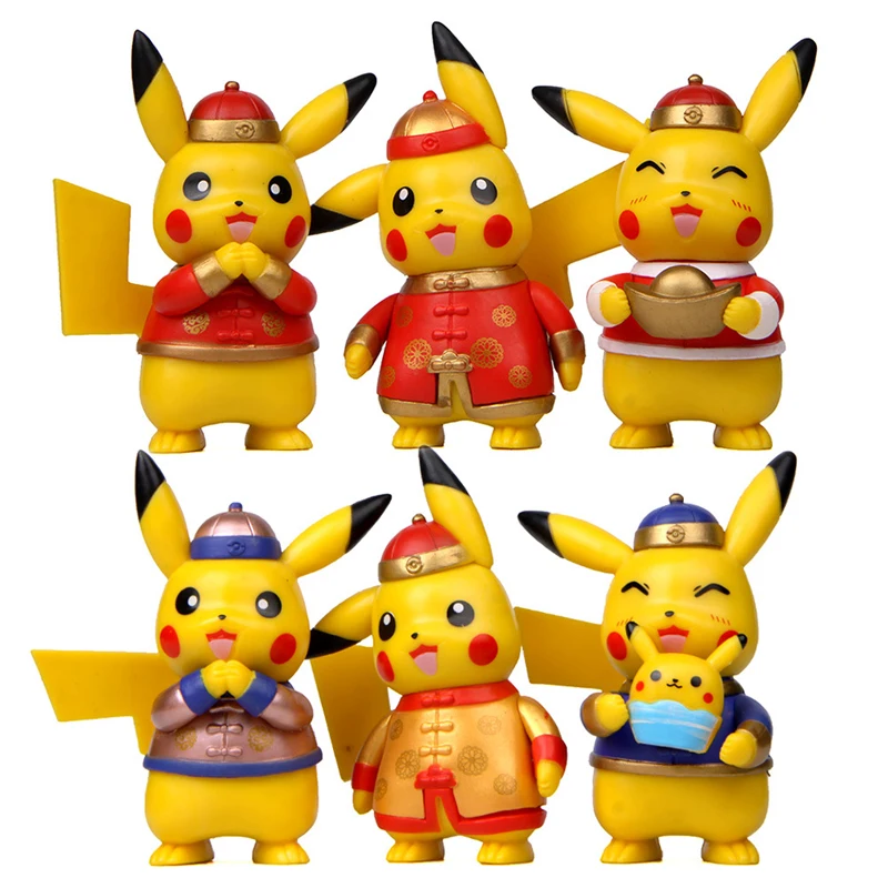 6pcs/lot TAKARA TOMY Pokemon Action Figures Toys Cute Pikachu DIY PVC Figures - £25.06 GBP
