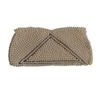 Vintage Ivory Bead with Gray Triangle Bead Clutch Purse Made in Japan - $15.21