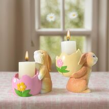 AMOYYT Easter Bunny Figurines 3.5in Resin Candle Holder Table Decor 2Pcs - $139.28 MXN