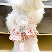 Princess Small Dog Cat Harness Leash Set Lace Pet Vest With Flower Outdoor Puppy - £21.26 GBP+