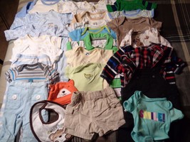 Lot of 25 pieces, boys 0-3 months clothing outfits. - $40.59