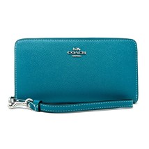 Coach Long Zip Around Wallet in Teal Leather C3441 New With Tags - £235.53 GBP