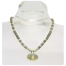 Designer sterling silver 14k gold details ornate link citrine handmade n... - $719.05