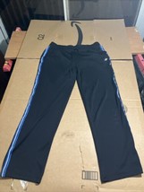 Nordic Track Womens Large Track and Jogging Pants black Blue  Design stripe - $9.90