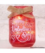 Happy Valentines Day LED Lighted Hearts Love Mason Jar Table Lamp Light ... - €22,53 EUR