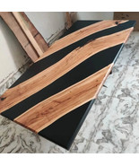 Black Epoxy Resin Countertop Dining Table Acacia Wood Live Edge Handmade... - $1,467.18 CAD+