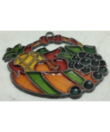 Stained Glass Art Suncatcher: Fruit Basket Pineapple Grapes - $126.56 MXN