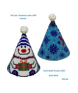 Tutorial 3D Cone &quot;Snowman&quot;, Brick Stitch,Home decor, Christmas tree toy,... - $9.49 CAD