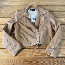 zara NWT $69.90 Women’s button front denim jacket size S khaki G4 - £38.14 GBP