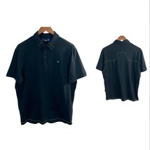 J. Lindeberg Polo Shirt Mens Large Black Green Short Sleeve Stitch Logo ... - £31.34 GBP