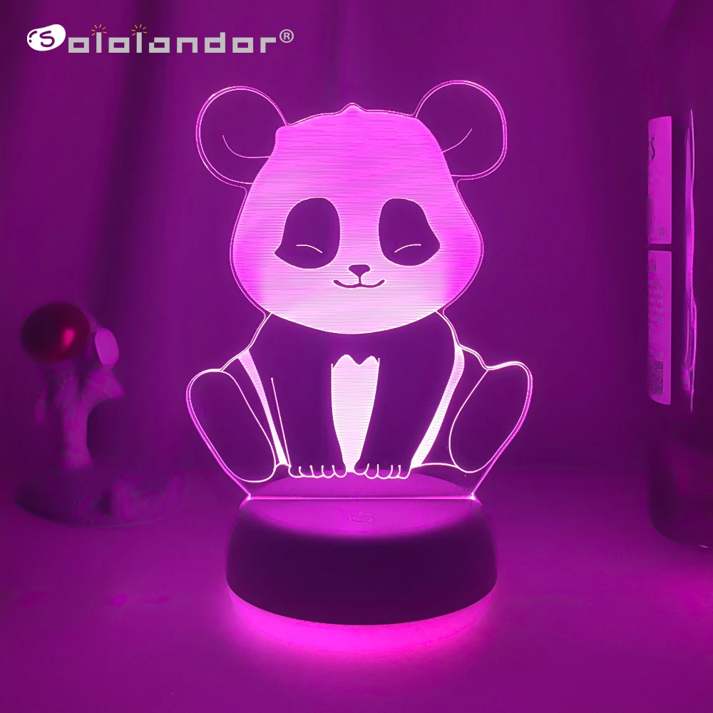 Creative 3D Panda Led Novelty light 7 Colors Battery powered USB operated Night - £6.12 GBP+