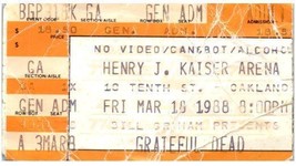 Vintage Grateful Dead Ticket Stub March 18 1988 Oakland California - $34.64