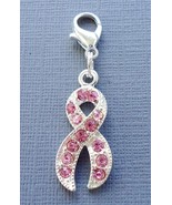 Breast Cancer Awareness Pink Ribbon Clip On Charm for Link Chain C26 - £3.15 GBP