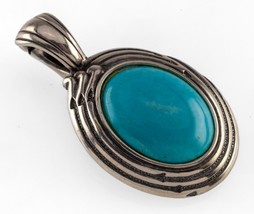 Carolyn Pollack Argent Sterling Ovale Turquoise Pendentif 43mm Long, 10gr - $213.70 CAD