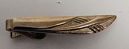 Vintage TIE BAR CLIP CLASP STAY Gold Tone Mid Century Sword Smooth Textured - £7.43 GBP