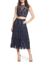 Foxiedox Atiqah Two Piece Maxi Dress Navy Lace Overlay Large NWT New - $1,097.80 MXN
