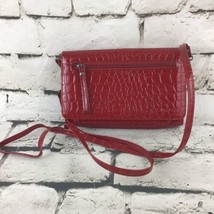 Buxton Purse Red Faux Snakeskin Compact Travel With Removable Crossbody Strap - £15.49 GBP