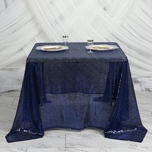 Navy Blue Sequin 90X90&quot;&quot; Table Overlay Sparkly Shiny Wedding Catering Linens Gif - £46.96 GBP
