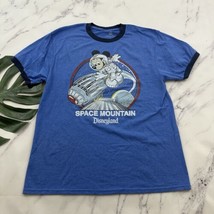 Disneyland Yester Ears Retro Ringer Tee Size L Blue Space Mountain Mickey - $28.70