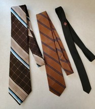 Lot of 3 Vintage Neckties - Wembley, Lilly Dache, Geometric - Brown Black Tan - £19.28 GBP