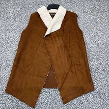 Absolutely Famous Jacket Vest Women Medium Brown Suede Sherpa Collar Kni... - €15,40 EUR