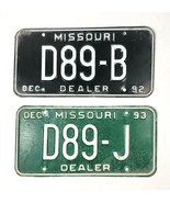 1992 &amp; 1993 Missouri Dealer License Plates D89-B &amp; D89-J - $39.60