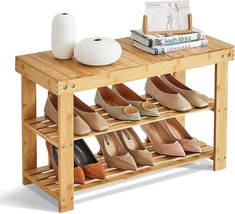 Ghwie Shoe Rack Bench, 3 Tier Shoe Rack Bench, Premium Shoe Organizer Or - $53.97