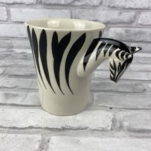 Pier 1 Imports Zebra 3D Handle Coffee Tea Mug Cup Hand Painted 4.75&quot; Tall - £12.94 GBP