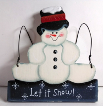 Snowman &quot;Let It Snow!&quot; Sign Wooden Winter Holiday Christmas Ornament - £4.70 GBP