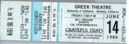 Grateful Dead Untorn Concert Ticket Stub June 14 1985 Berkeley California - £54.75 GBP