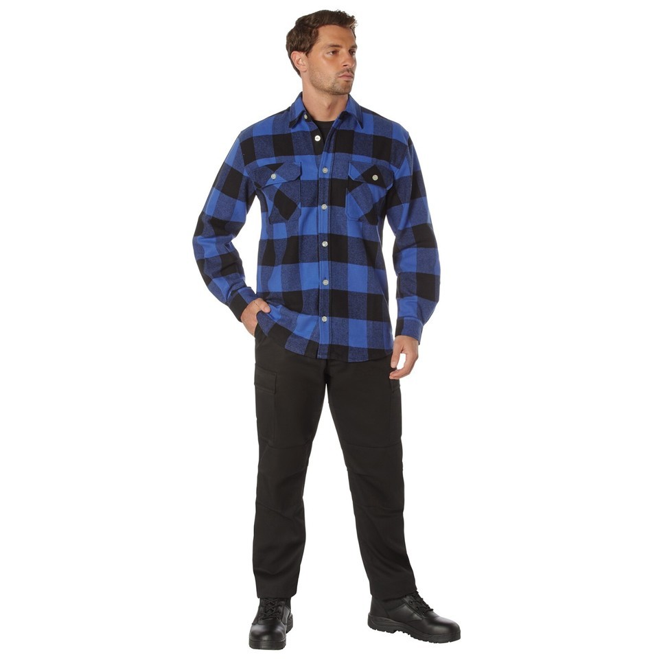 Rothco Buffalo Blue Plaid Extra Heavyweight Long Sleeve Flannel Shirt XS To 5XL Item image 3