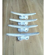 4 CLEAT NAUTICAL WALL HOOKS CAST IRON DRAWER PULL BOAT COAT DISTRESSED W... - $18.99