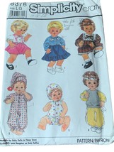 Simplicity 8376 Baby Doll Clothes Sewing Pattern LG 13-18&quot; Wardrobe Set 80s - £9.07 GBP