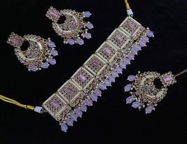 Kundan Wear High Quality Muslim Punjabi Bridal Earrings Jewelry Necklace Set 05 - $47.03