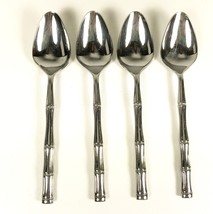 4 Spoons BAMBOO Lifetime Cutlery Stainless Japan Teaspoons Shiny Oval Handle - £10.19 GBP