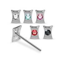 5PCs 925 Sterling Silver Round CZ Bow Shaped Jewelled Nose Straight stud 22G - £28.98 GBP