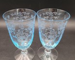 Two Vintage Fostoria Navarre Blue Crystal Iced Tea Tumbler Glass Multipl... - $79.19
