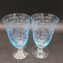 Two Vintage Fostoria Navarre Blue Crystal Iced Tea Tumbler Glass Multipl... - $79.19
