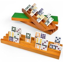 Domino Racks For Classic Board Games - Wooden Domino Holders Set Of 4 - Mexican  - £31.96 GBP