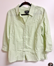 Pendleton Bright Green White Gingham Shirt Blouce Women&#39;s Cotton Shirt SZ L - $18.32