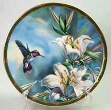 1989 Pickard Ruby Throated Hummingbird &amp; Lilies Cyndi Nelson LE 402N Plate Mint - £6.39 GBP