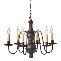 &quot;CHESTERFIELD&quot; CHANDELIER - 6 Arm Textured Black Wood &amp; Metal Light USA ... - $9,299.49 MXN
