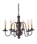 &quot;CHESTERFIELD&quot; CHANDELIER - 6 Arm Textured Black Wood &amp; Metal Light USA ... - $653.31 CAD
