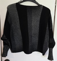 Womens Plus 2X Philosophy Gray &amp; Black Oversized Cropped Slouchy Knit Sw... - $18.81