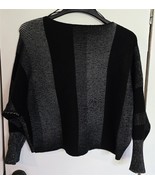 Womens Plus 2X Philosophy Gray &amp; Black Oversized Cropped Slouchy Knit Sw... - $343.56 MXN