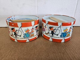 2 Vintage J Chein Tin Toy Drum patriot 4th of july 6” Tin Drum A - £36.52 GBP